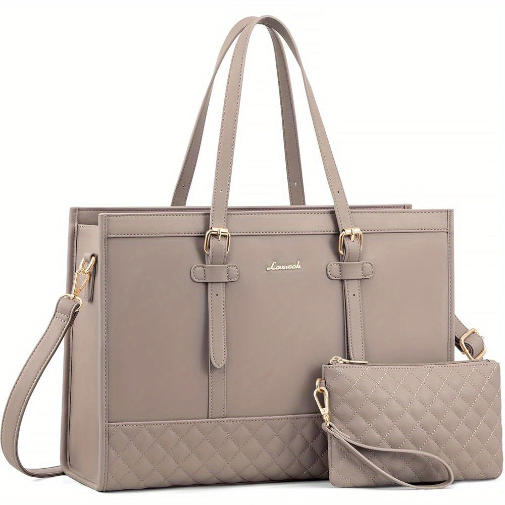 LOVEVOOK Women's makeup travel case, 17.3" - Spacious Work & Travel Briefcase with Clutch Purse, Durable Synthetic Synthetic Leather, Scent-Free, Campus Handbag | Quilted Exterior | Synthetic Synthetic Leather Bag
